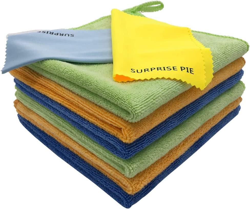  SURPRISE PIE Microfiber Dish Cloth Kitchen Cleaning Rags with  Net Poly Scour Side for Washing 12 x 12 6 Pack (Green and Blue) : Health  & Household