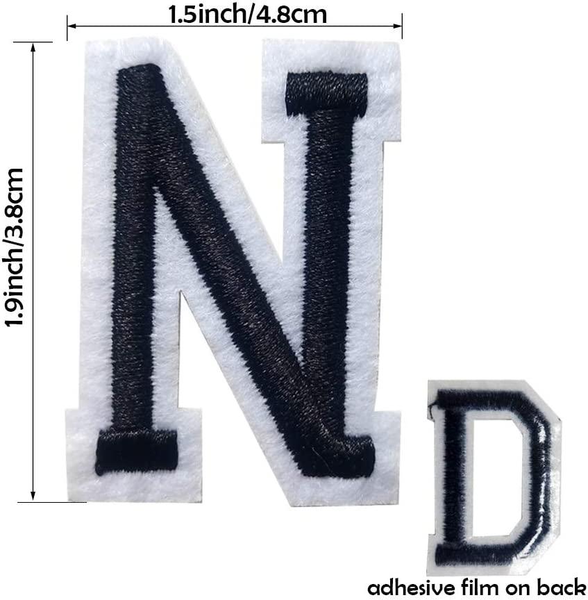 Iron on Letter Patches 52 Pieces,bfuee Letter Patches Alphabet Embroidered  Patch A-Z,for Hats Shirts Jeans Bags Black black52
