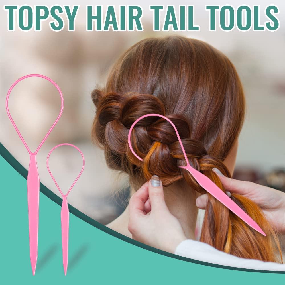 TsMADDTs 1000pcs Hair Rubber Bands with Topsy Hair Tail Tools 500pcs (M) Clear  Elastics Bands 500pcs(S) Colorful Mini Hair Rubber Bands 2Pcs Hair Loop  1Pcs Rat Tail Comb