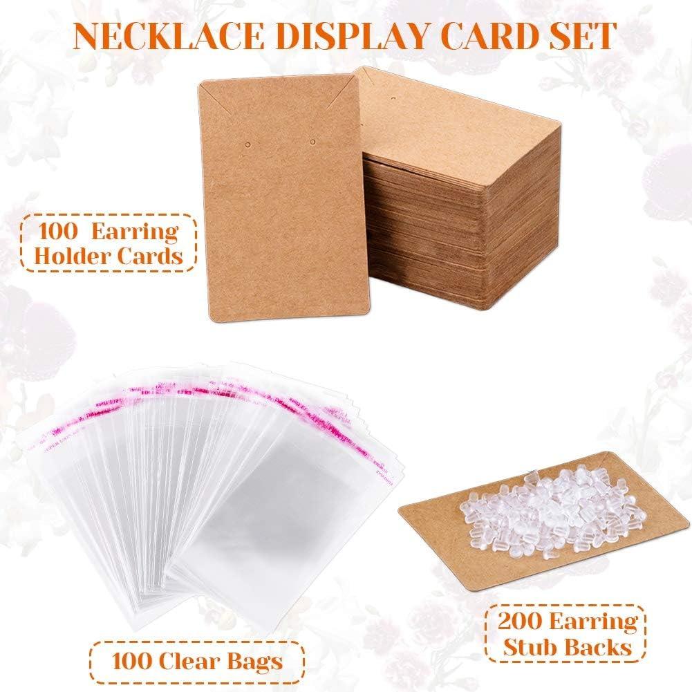 800Pcs Earring Card Holder Set,with 200 Earring Cards Earring Holder  Cards,200 Self-Seal Bag,400 Earring Back Earring Display Cards for Selling