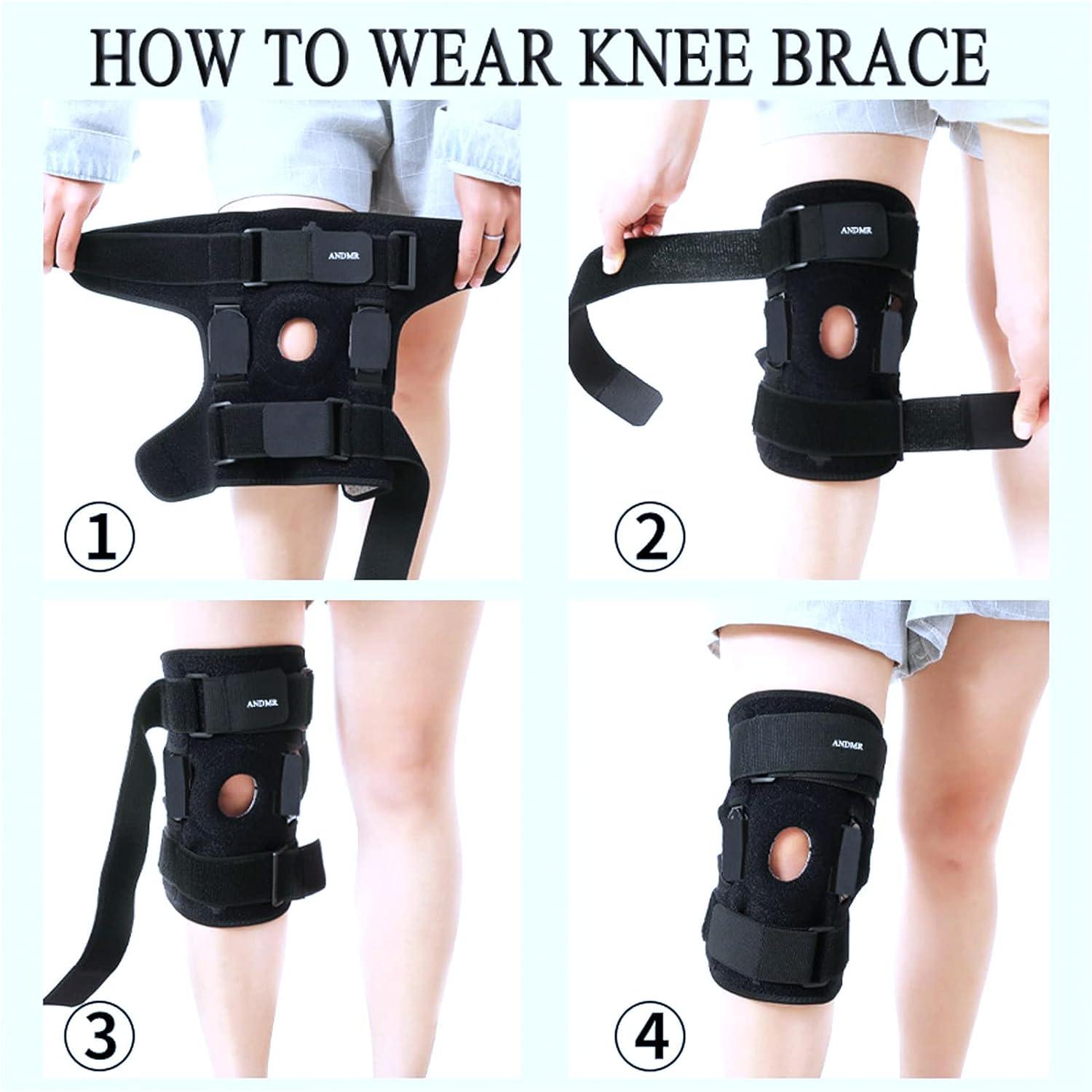 Knee Brace with Removable Dual Side Hinged Stabilizers & Patella Gel Pads  Meniscus Tear Knee Pain