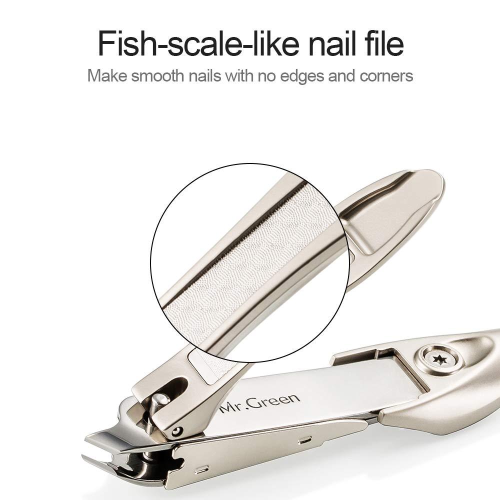 Nail Clipper with Catcher, Slanted Edge Nail Cutting Clippers Stainless  Steel Fingernail Cutter Trim with File for Men and Women Mr-1115plus