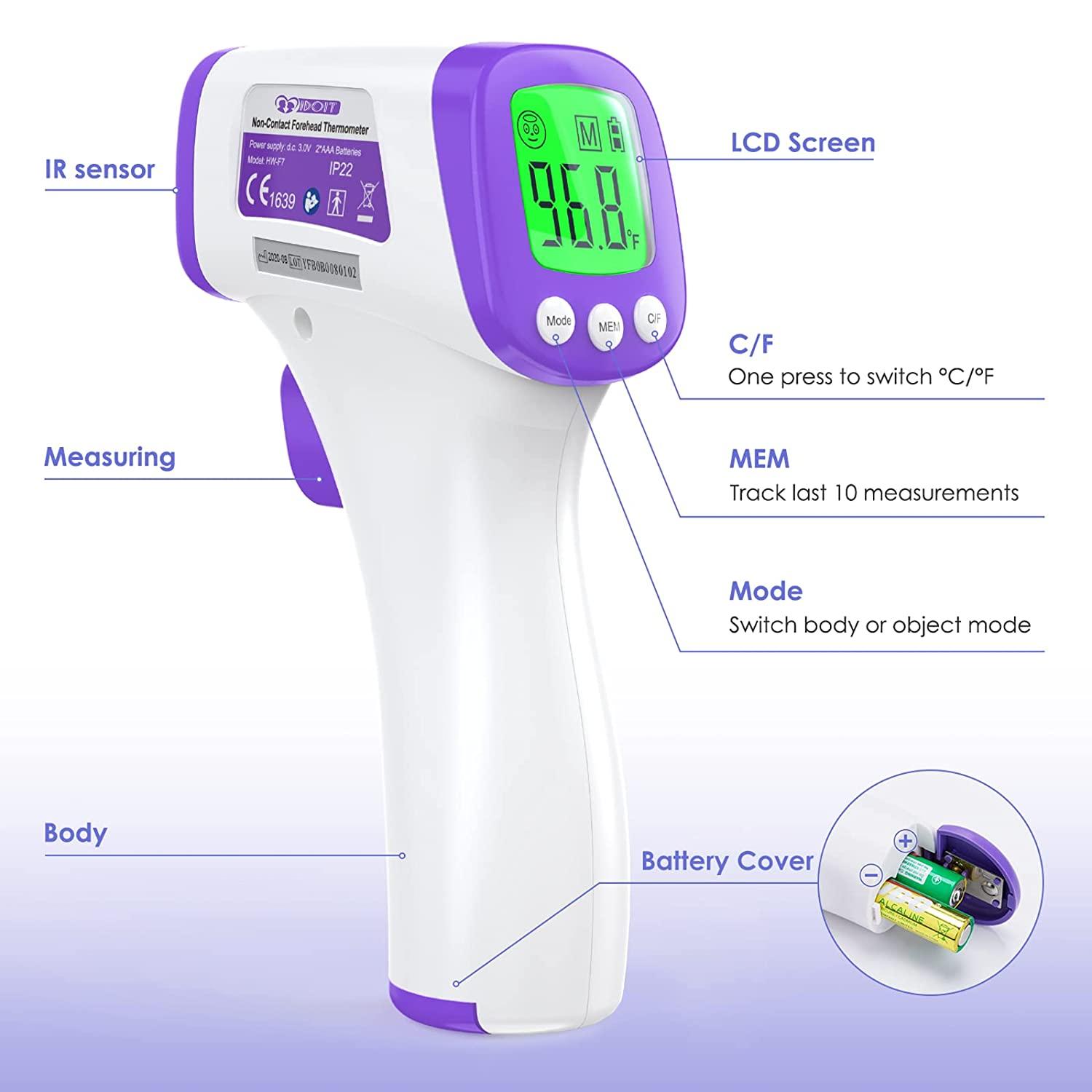 Multi-function Infrared Forehead Body Thermometer Adult Baby Digital  Thermometer Gun Fever Non-contact Body Temperature Measurement Meter 3  Colors Backlight Fever Meter 