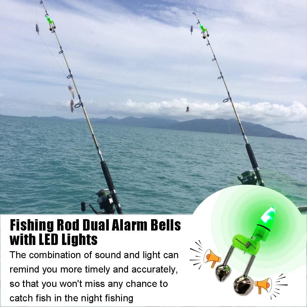 Fishing Rod Alarm Loud Dual Alert Bells Fishing Bells Clips for Sea Rods  (green)(100pcs) 