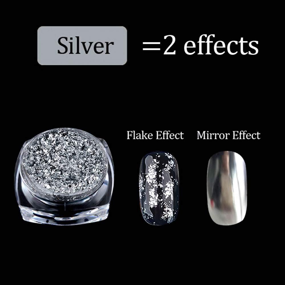 Foil Flakes Pigment Mirror Flake Effect Chrome Nail Powder Glitter Sequins  Manicure Gel Nail Polish