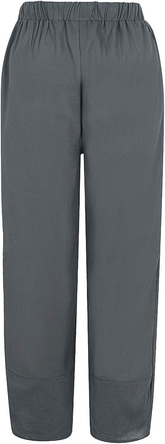 Bell Bottom Pants for Women Plus Size Women's Casual Summer Lightweight  Wide Leg Loose Cotton Cropped Tulip Pants 4X-Large 1-dark Gray