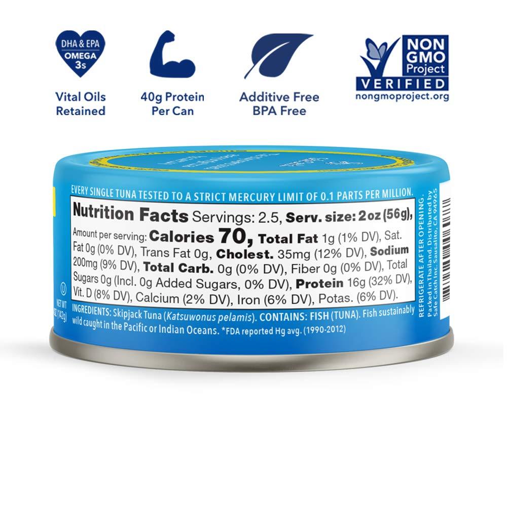 Safe Catch Elite Tuna Wild-Caught Low Mercury Tuna Fish Pouch Gluten-Free  Keto Food Non-GMO Kosher Paleo-Friendly High Protein Snack, No Water Oil