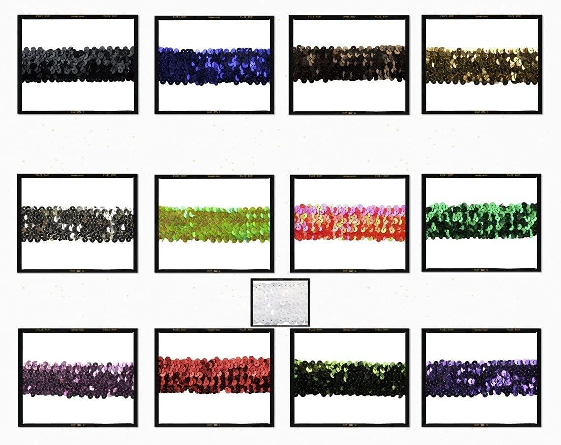 Sequin Trim 1-1/2-Inch Wide Polyester Stretchable Sequin Trim