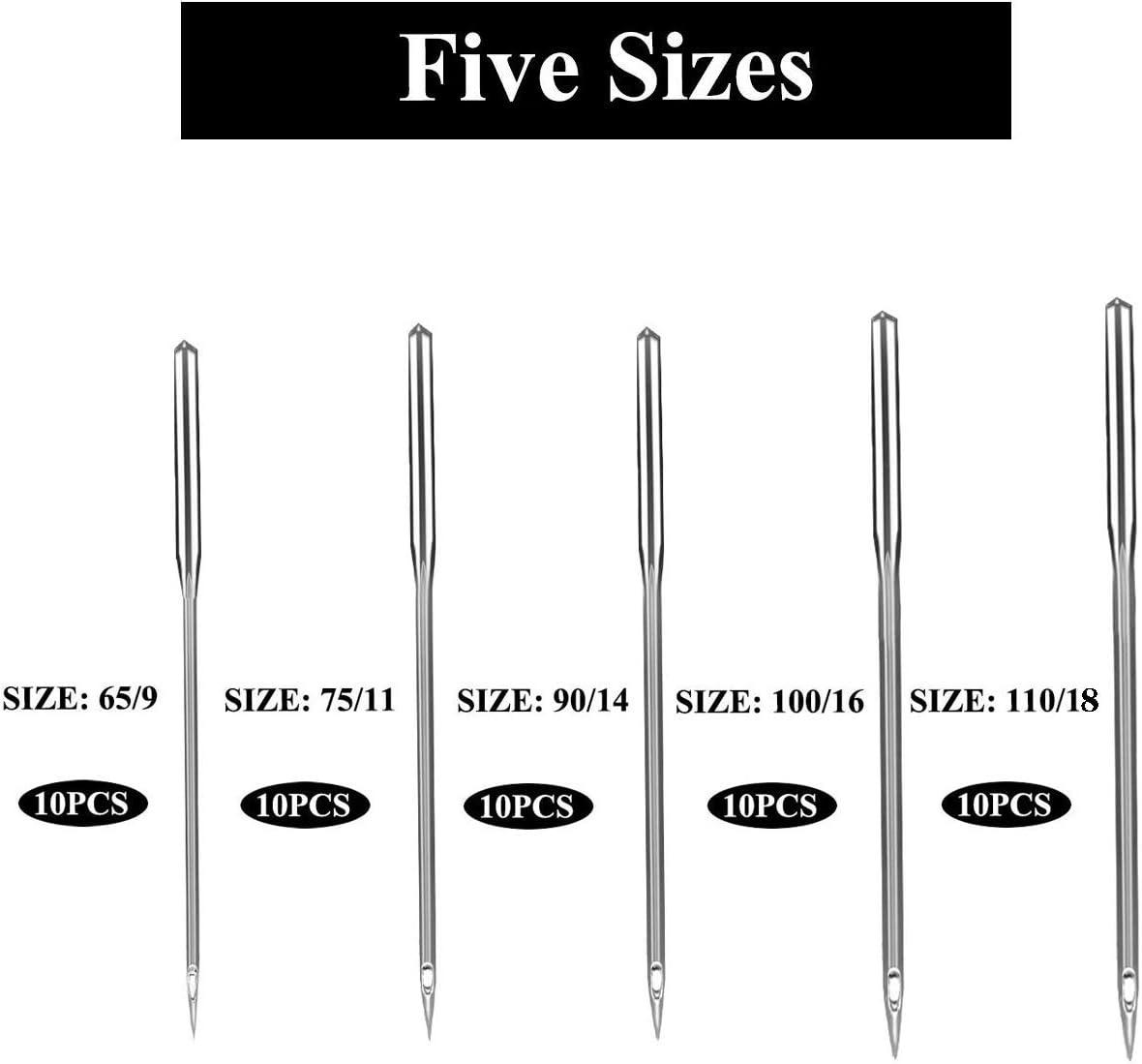 10PCS/Set Sewing Machine Needles, Universal Sewing Machine Needles,  Suitable For Singers, Brothers, Janome, Varmax, Sewing Machine Needles,  Sizes HAX1 65/9, 75/11, 90/14, 100/16, 110/18