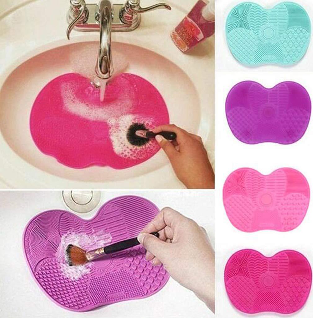 Makeup Brush Cleaning Mat, 2 in 1 Silicone Brush, Cleaner Dryer Tray Brush  Portable Travel Makeup Brush Scrubber Mat Cleaning Tool 