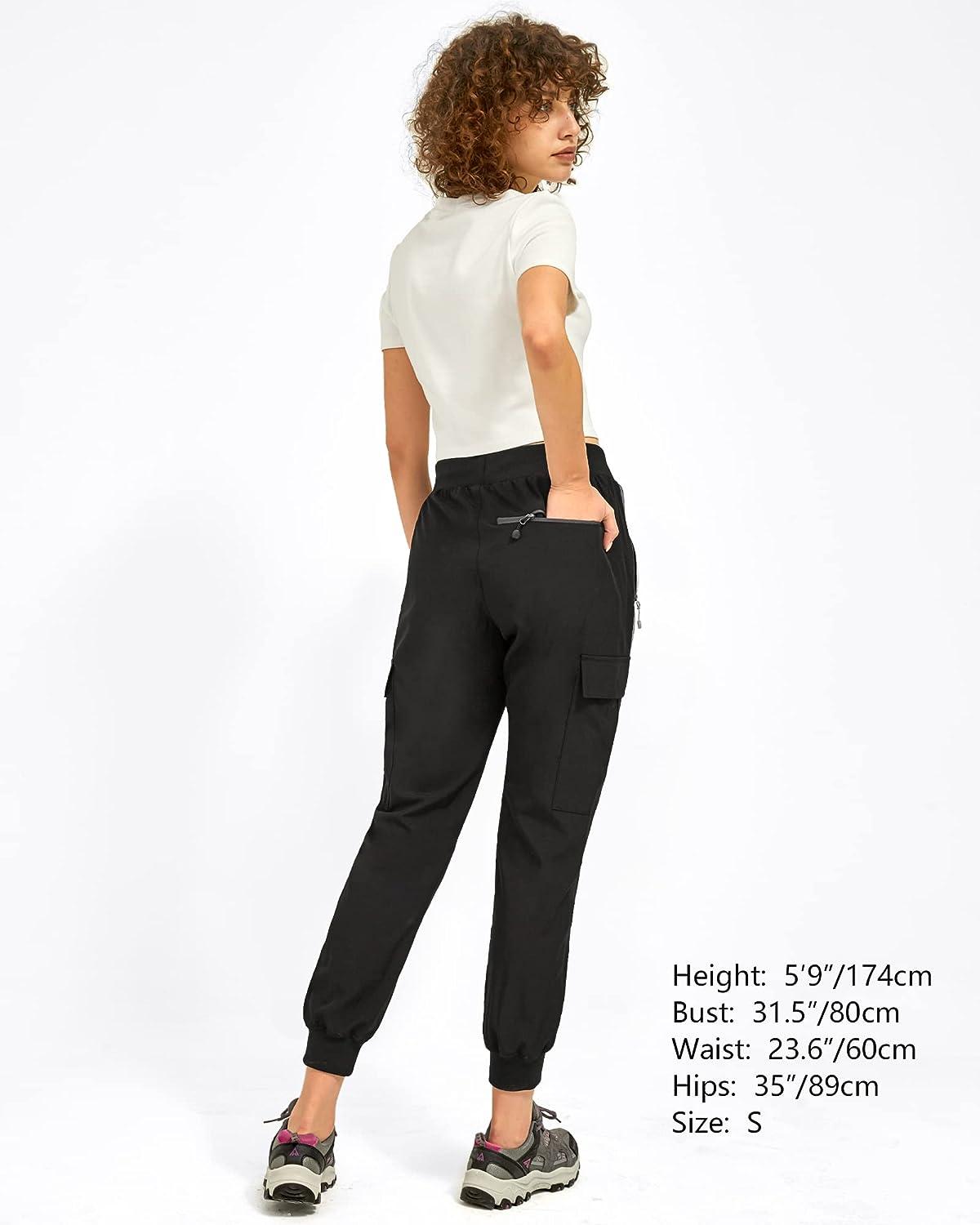 Ladies Black Joggers - Front Zip Pockets