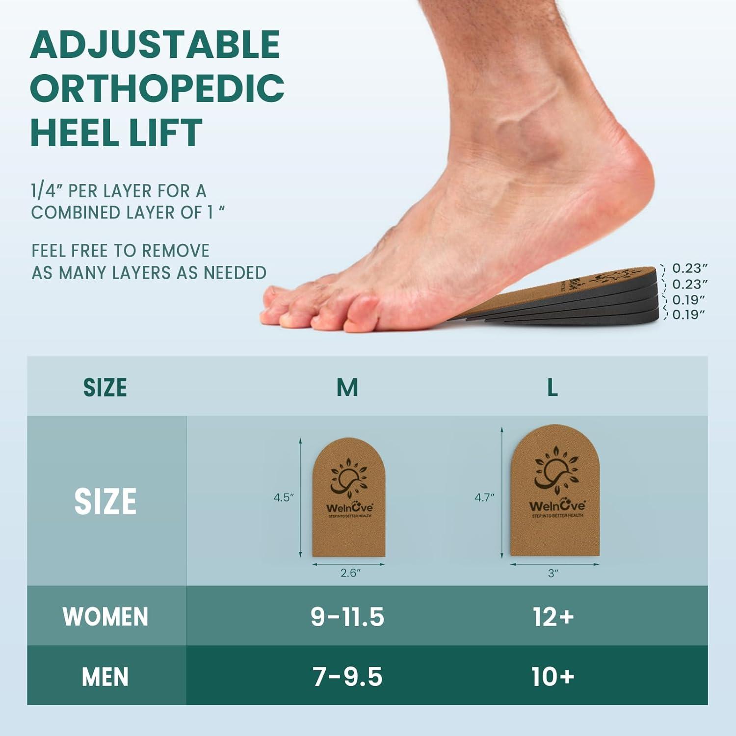 Heel Lifts for Leg Length Discrepancy, 4 Layers - Adjustable