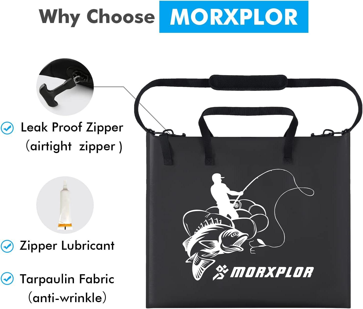 MORXPLOR Fish Bag Tournament Fishing Weigh in Bag 26x23 inches With  Airtight Leakproof Zipper,Fish Bags Heavy Duty to Transport Fishes BLK