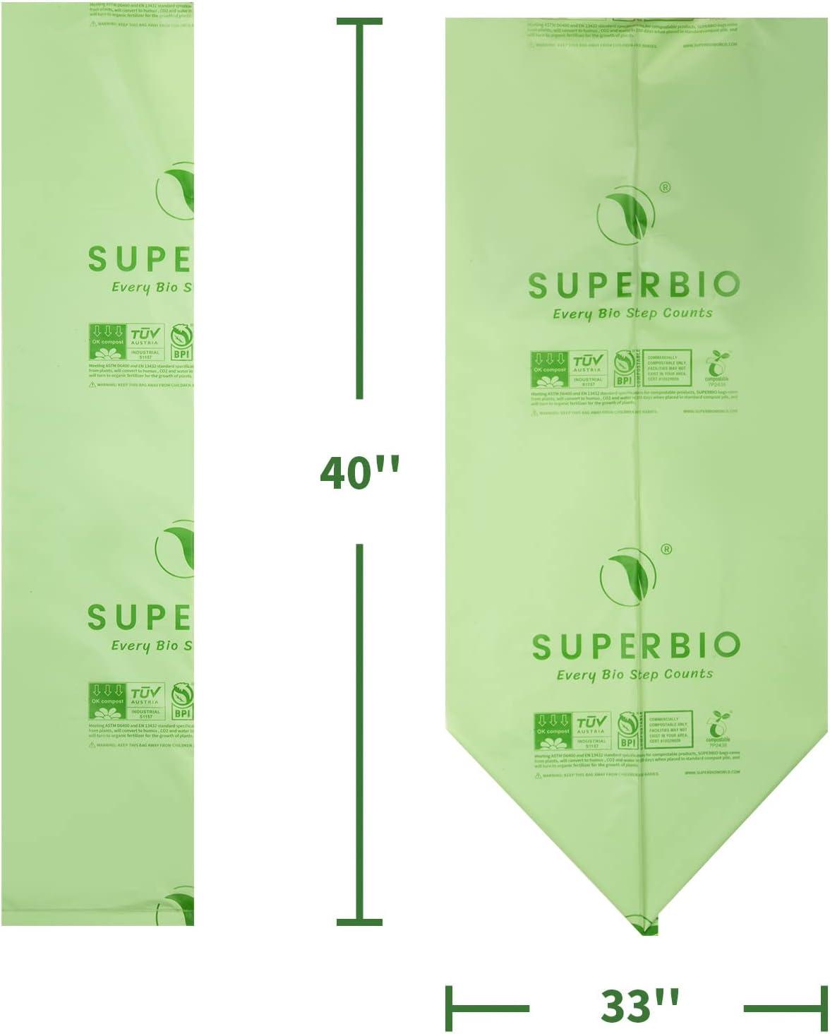Buy SUPERBIO Compostable 33 Gallon Garbage Bags, Unscented Strong Large  Trash Can Liner, 40 Count, Sturdy Lawn & Leaf Yard Bags. Certified by BPI  and OK compost Now! Only $