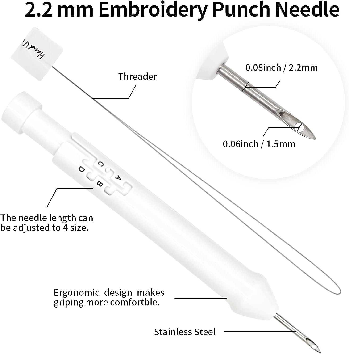 HAND U JOURNEY Embroidery Punch Needle Start Set & Punch Needle Beginner  Kit, 2 Different Adjustable Punch NeedleTool with 9x9 Monk's Cloth