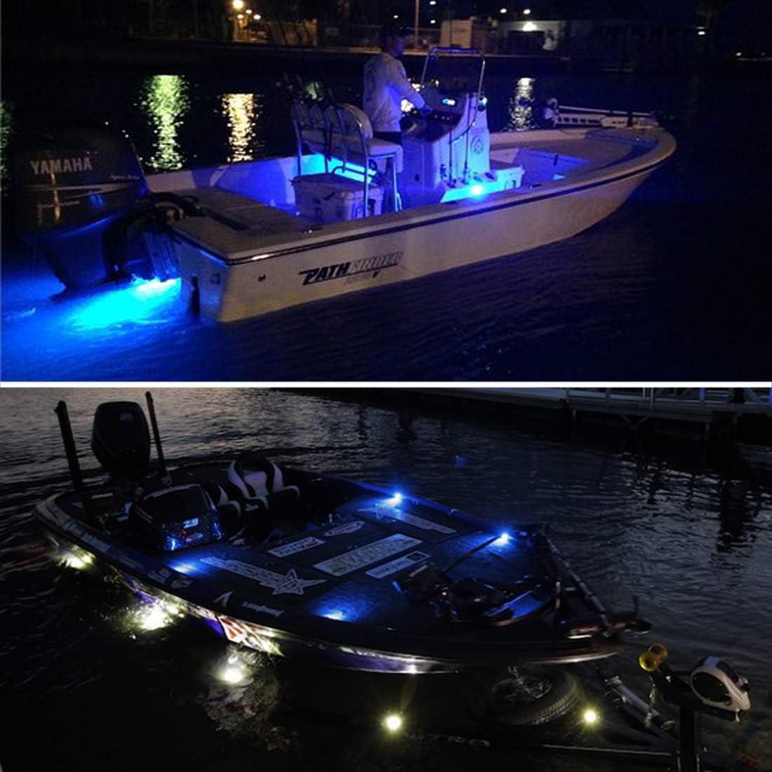4pcs LED Boat Interior Lights,IP67 Waterproof Round Marine LED Boat Light,Night Fishing Lights, Boat Deck Lights Courtesy Lights, Yacht Lights for