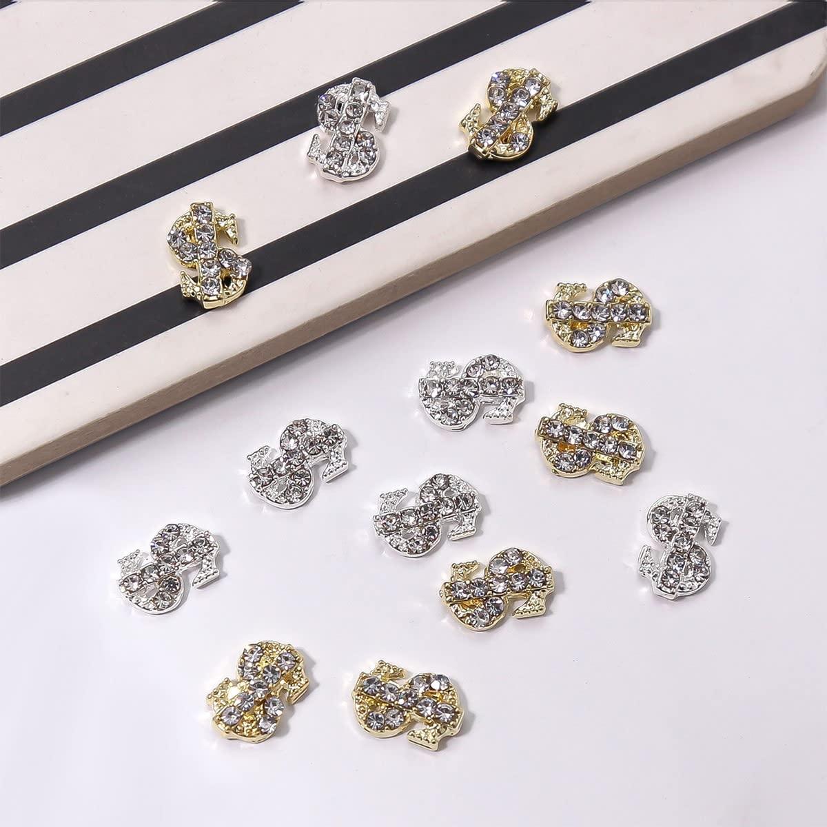 52 Pieces Letters Nail Stud Stickers Alloy Rhinestone Letter Charms 3D  Capital Letters Nail Studs Alphabet