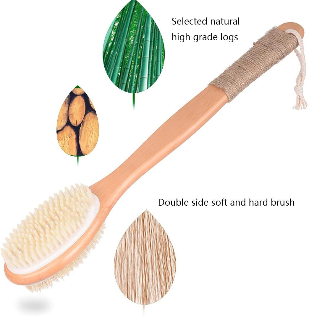 Shower Body Exfoliating Brush Double Sided Back Scrubber Long