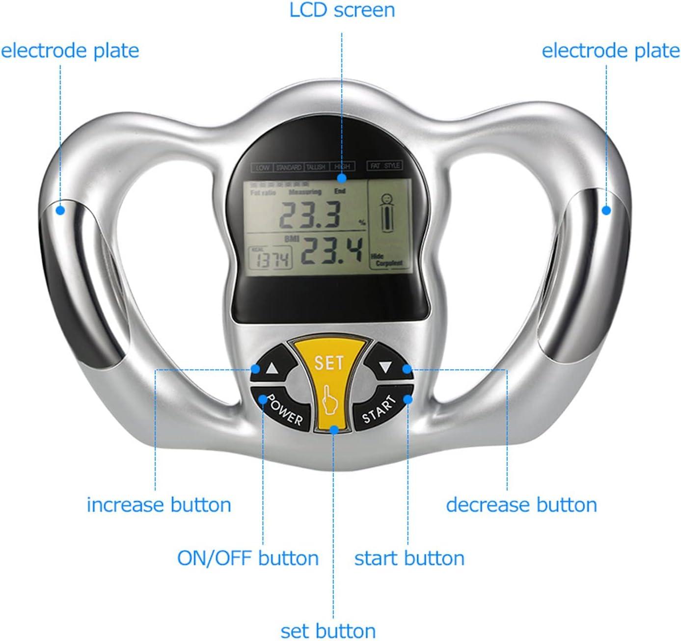Handheld Body Fat Analyzer Calorie Bmi Measurement LCD Screen