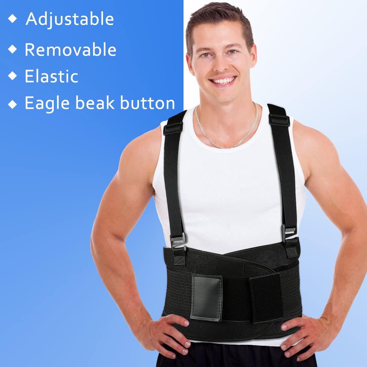 Working Lumbar Back Support Belt with Adjustable Suspender Strap Heavy  Waist Lifting Brace for Back Pain Relief, Injury Recovery