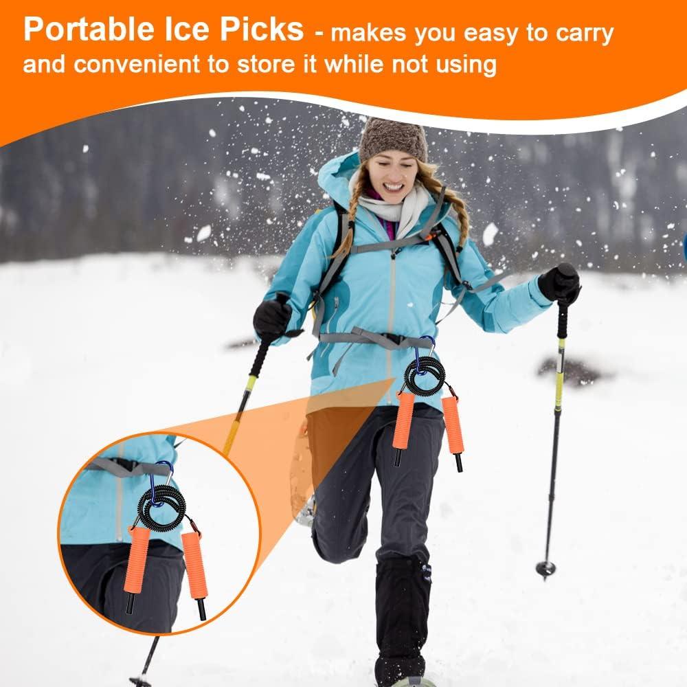Retractable Ice Awls, Ice Picks Kit, Ice Fishing Safety Picks Tool Ice  Breaking Accessories Set Portable Emergency Gear Fit for Skating, Sled,  Walking On Ice, Flexible Tip Protective Cover Design 2p color