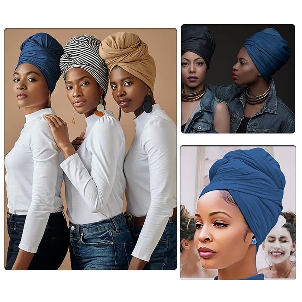 Harewom 2PCS Head Wraps for Black Women Stretchy Head Scarf African Hair  Wraps f