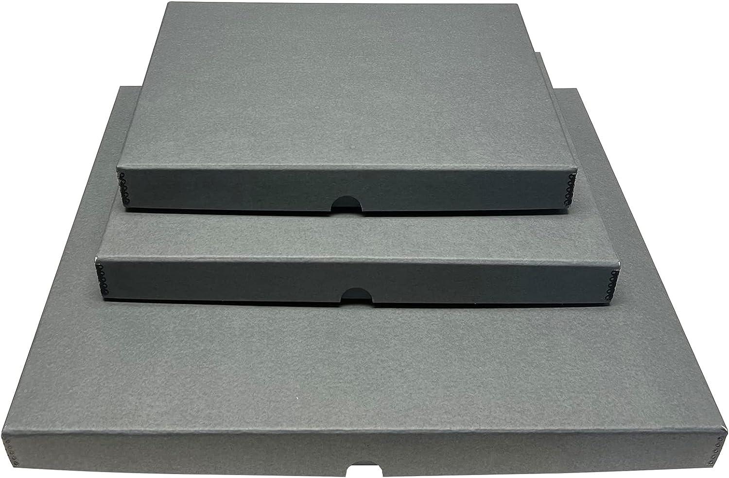 Lineco, 9x12 Gray Color, Museum Archival Storage Box, Drop Front Design.  Acid-Free with Metal Edge. Protects Picture Longevity, Organize Photos