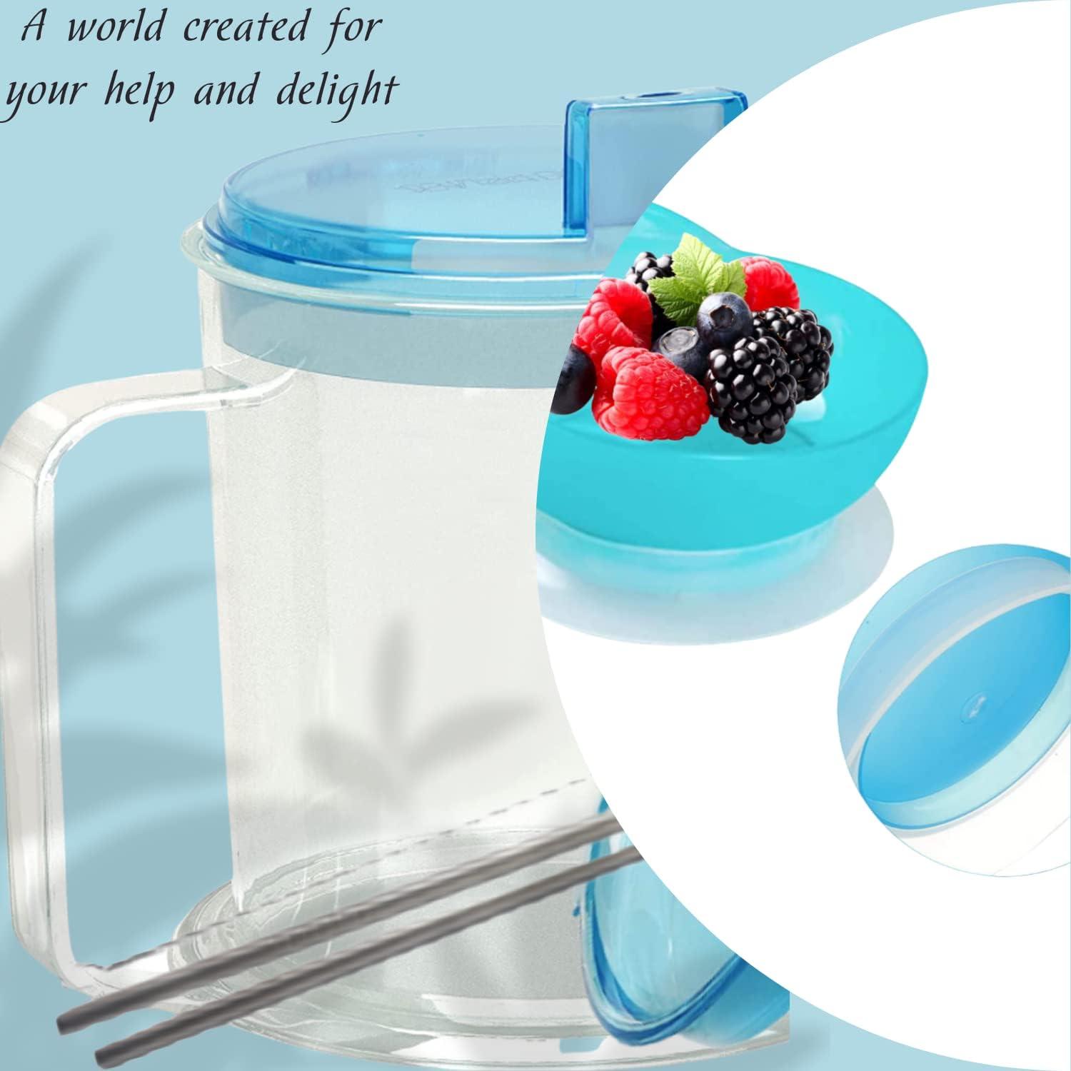 Tupperware No Splash Spout Drink Smoothie Container Clear Blue Lid
