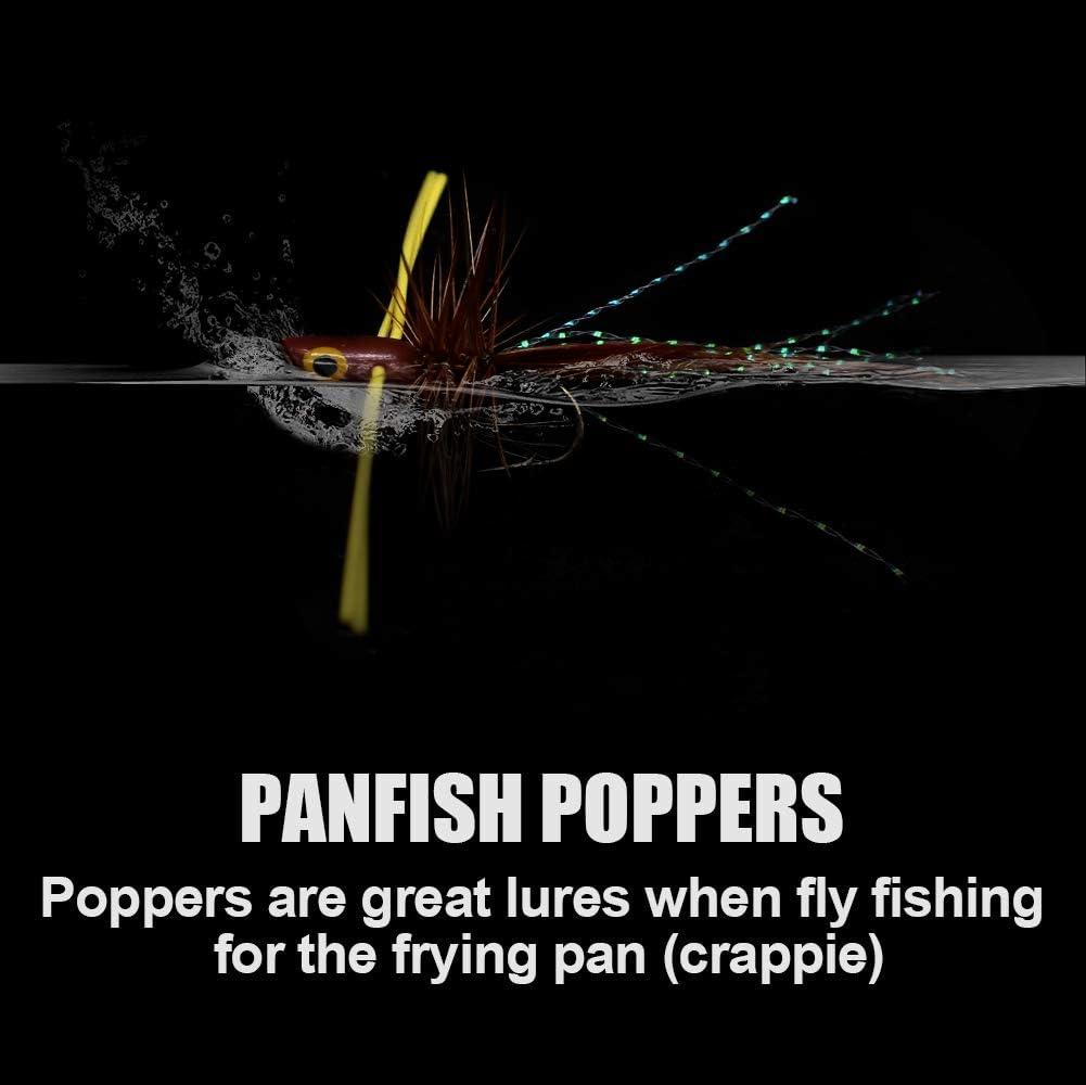 XFISHMAN Popper-Flies-for-Fly-Fishing-Topwater-Bass-Panfish-Bluegill  Poppers Flies Bugs Lures Panfish Popper kit 10 pcs