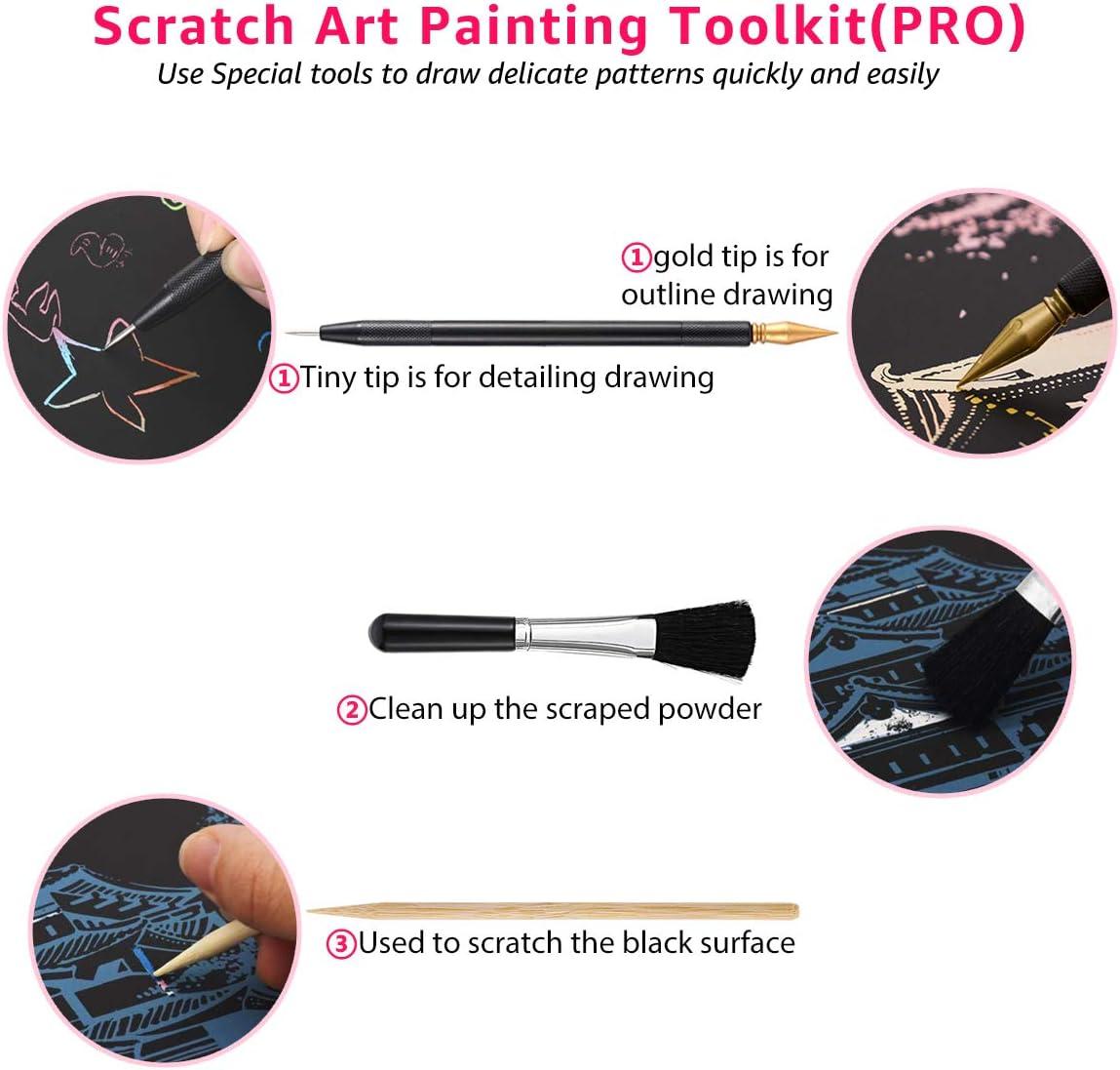 Scratch Art Rainbow Painting Paper(A4), DIY City Crafts Womens Hobbies,  Engraving Art for Kids 