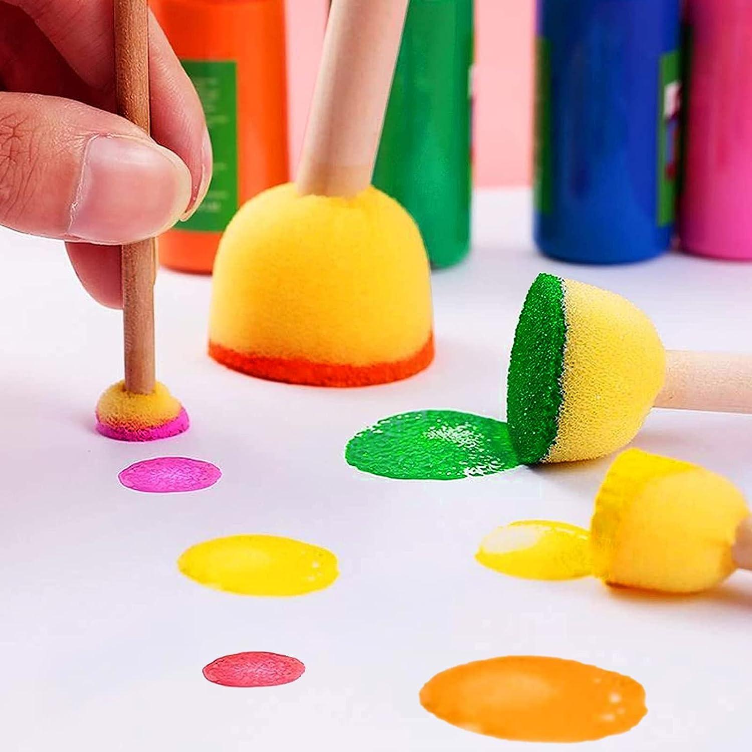4 Pieces Round Sponge Foam Brush Set Paint Sponge Brush Wooden Handle Foam  Brush Sponge Painting Tools for Kids Painting Crafts 