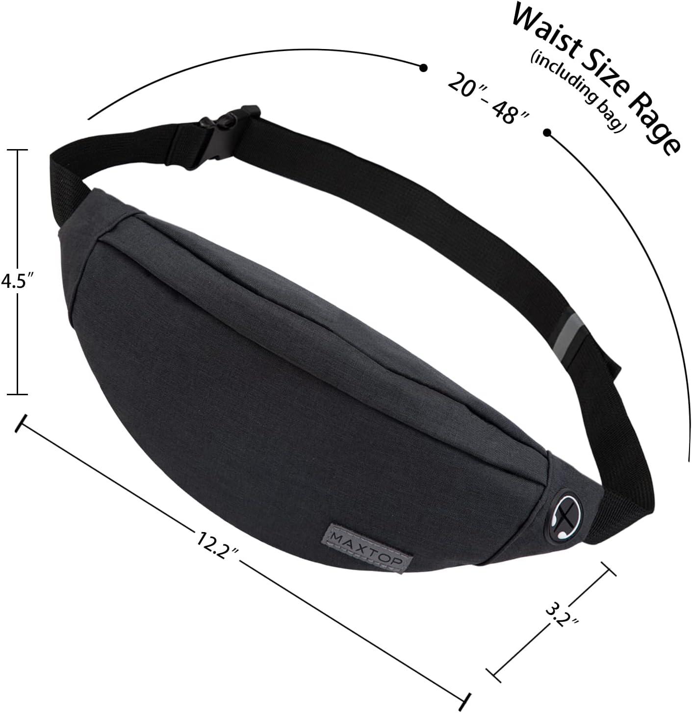  Fanny Packs for Women & Men Unisex Waist Bag Pack with  Headphone Jack and Zipper Adjustable Strap Black Fanny Pack for Outdoors &  Gym (fanny pack).