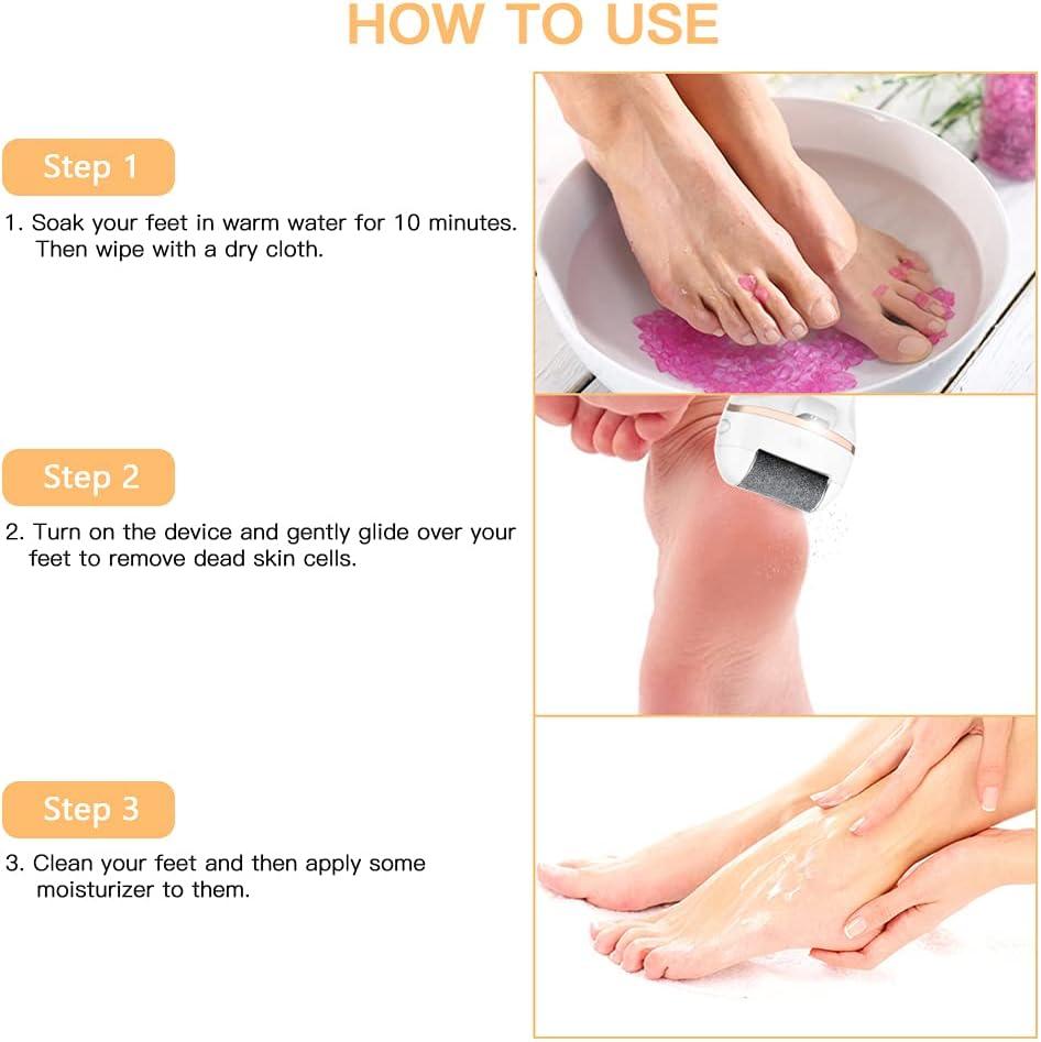 Electric Foot Callus Remover and Shaver kit, 4 in 1 Rechargeable Foot File  Pedicure Set Tools with Electric Razor, Battery Display for Remove Cracked