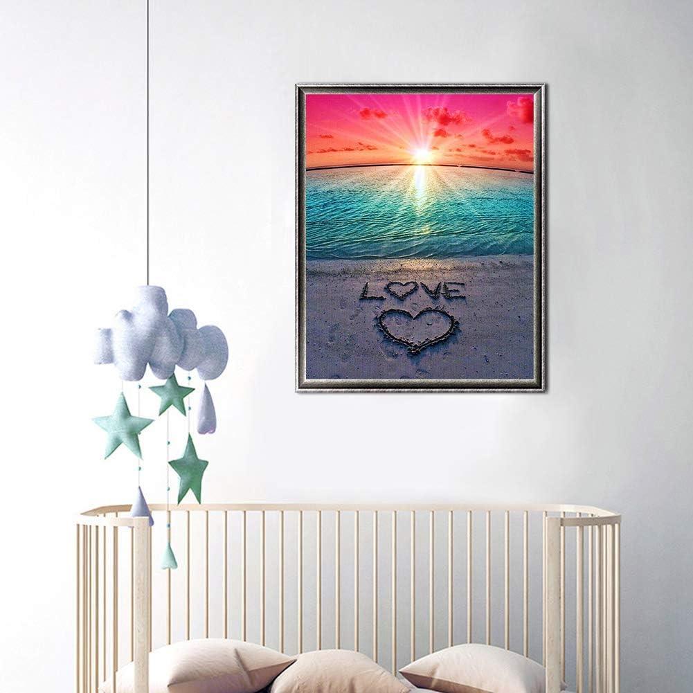 Sunset On The Beach with Waves 5D DIY Diamond Painting Kits,5D Full Diamond  Digital Painting,for Wall Decor Kitchen Decor Or Birthday Gifts for