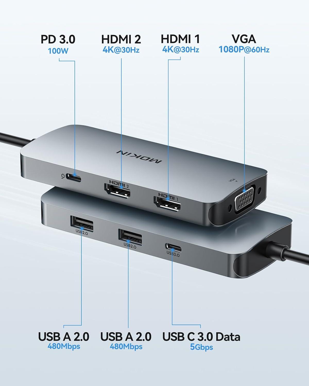 LENOVO Hub USB C 3 en 1 HDMI VGA y USB Lenovo