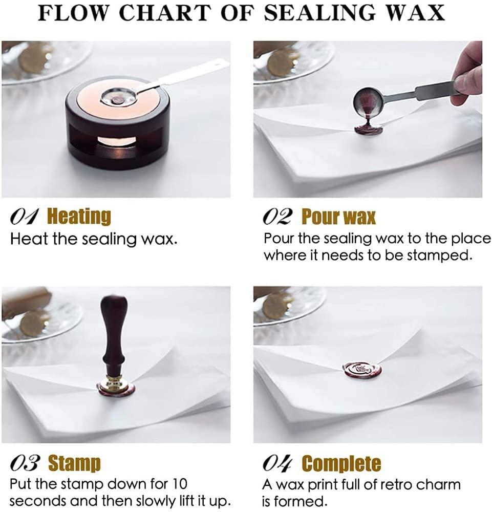 Wax Seal Stamp Set，Retro Wax Stamp Seals kit, Copper Seals+ Wooden Hilt