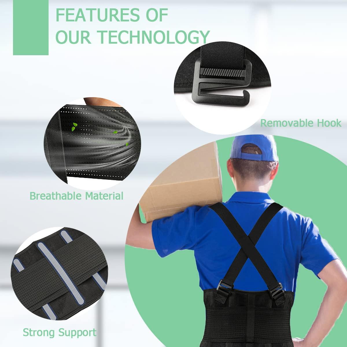 Back Brace Lumbar Back Support Belt for Women and Men Lower Back Pain  Relief Lumbar Support with Removable Suspender Straps Lower Back Support  for Heavy Lifting at Work Moving and Warehouse Jobs