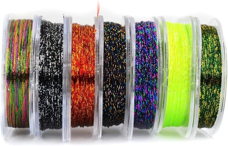MNFT 7Pcs 50m/ Spool Metallic Guide Wrapping Lines DIY Fishing Line Thread  Strong Nylon for Rod Building 7 Colors Rod Building Wrapping Thread (Color  Mixing, 50)
