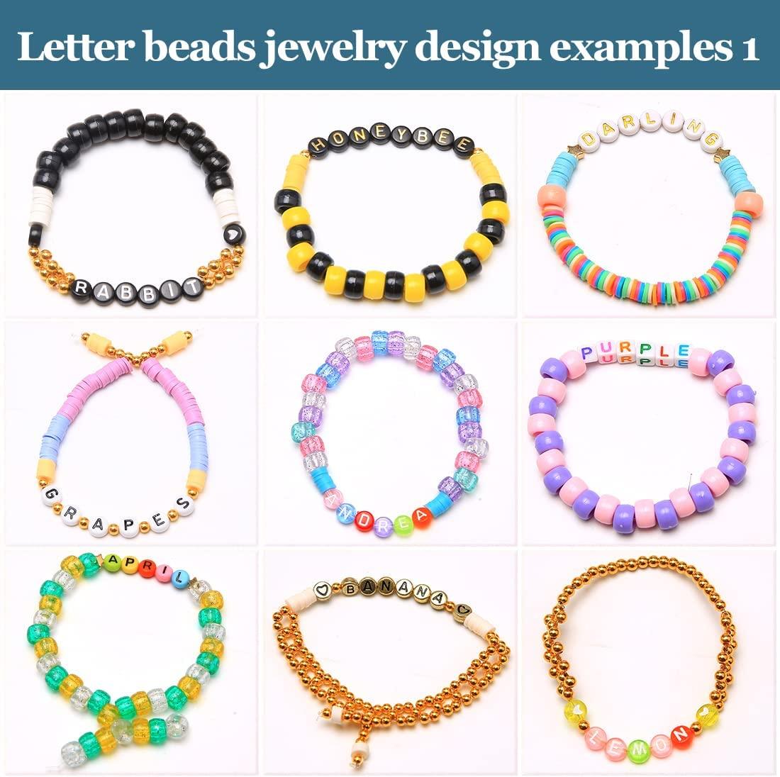  GMMA Letter Beads for Bracelets Making 200 Pcs 4x7mm