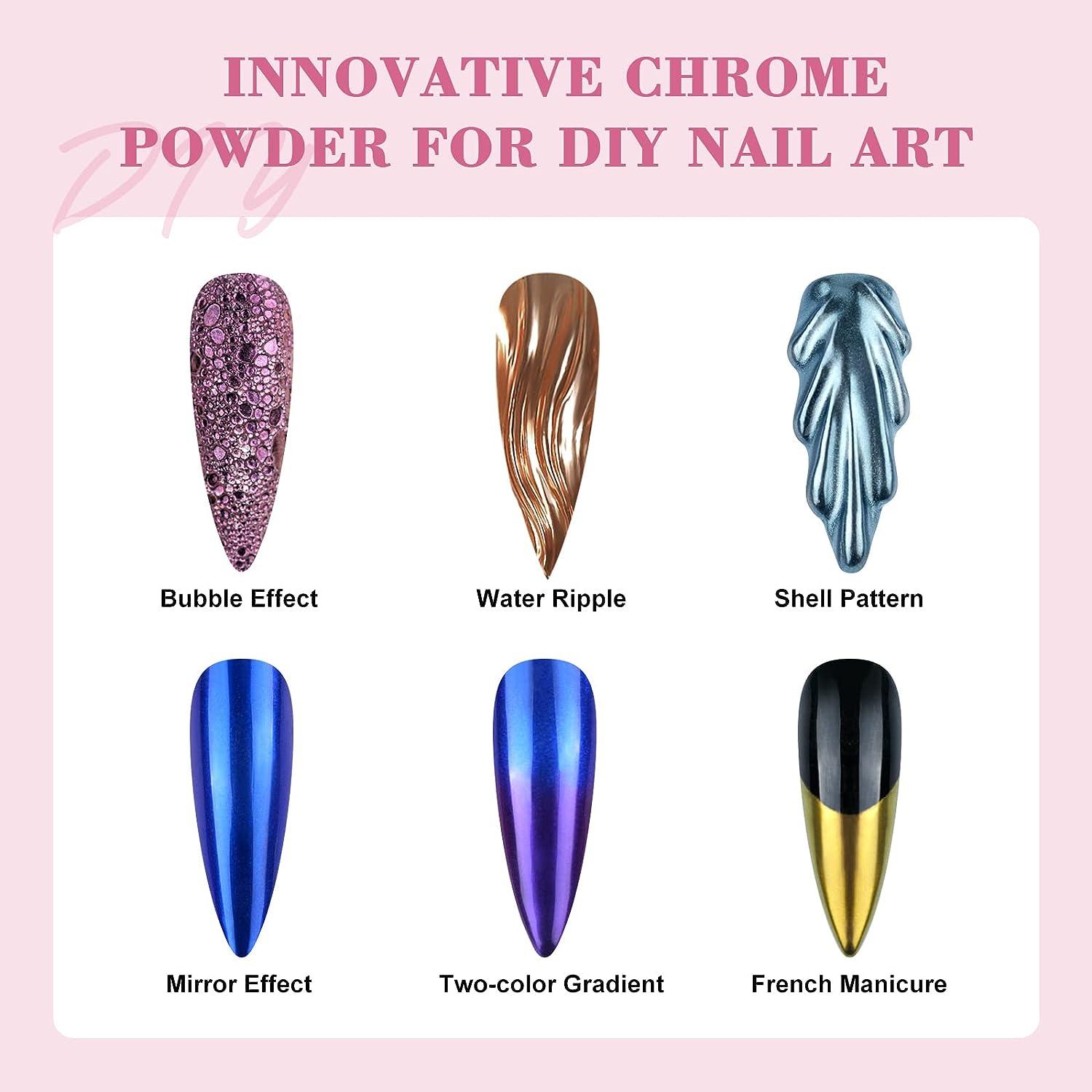 30Pcs Saviland Chrome Nail Powder Set - Metallic Mirror Effect Holographic  Nail Powder Silver Black Gold Nail Chrome Powder for Nails