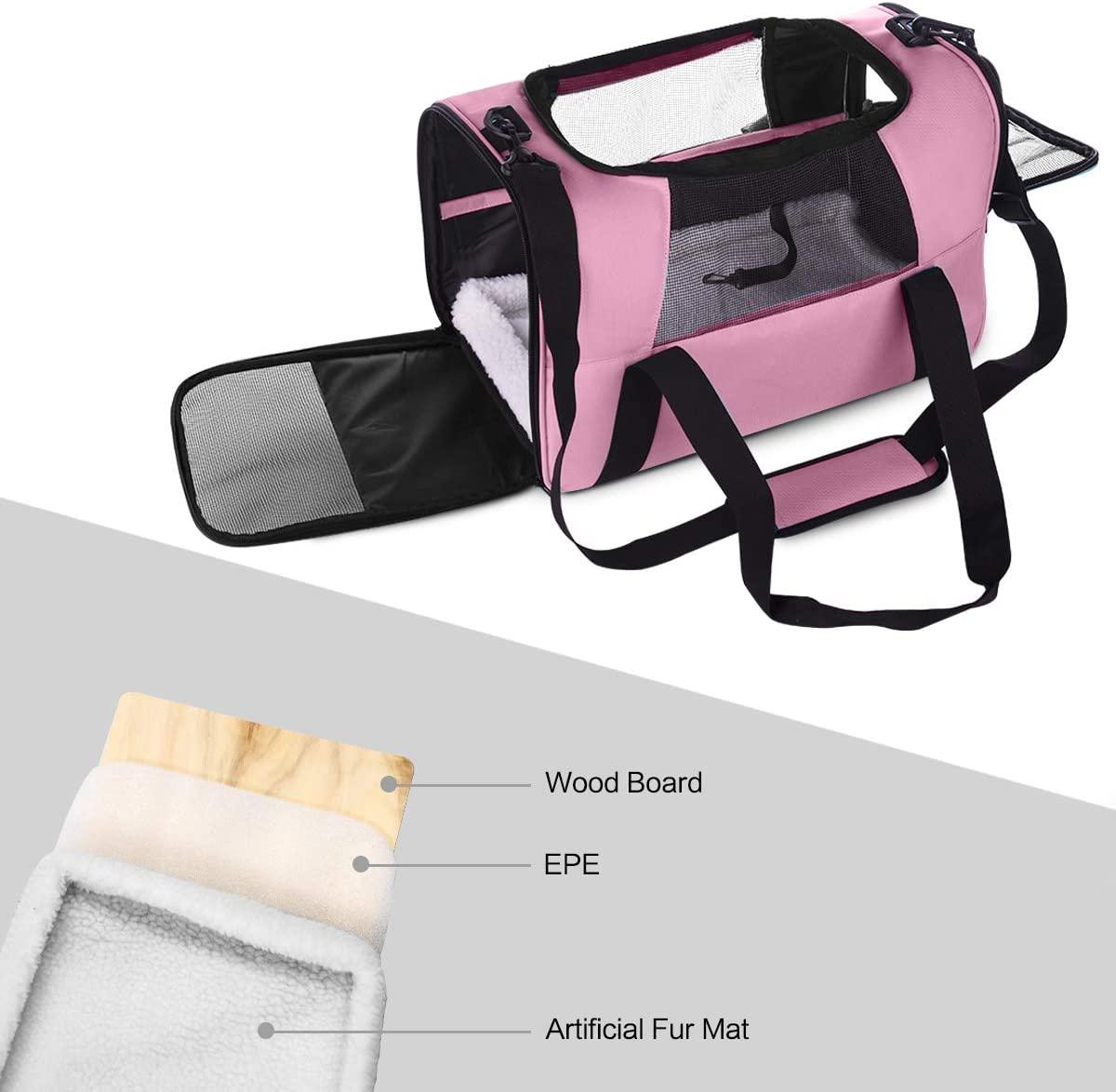 NAT Dog Carrier Cat Carrier Pet Carrier, Airline Approved Dog Carrier with  Mesh Window, Breathable, Collapsible,Soft-Sided,Escape Proof,Easy Storage,  Best for Small Medium Cats Dogs Medium Pink