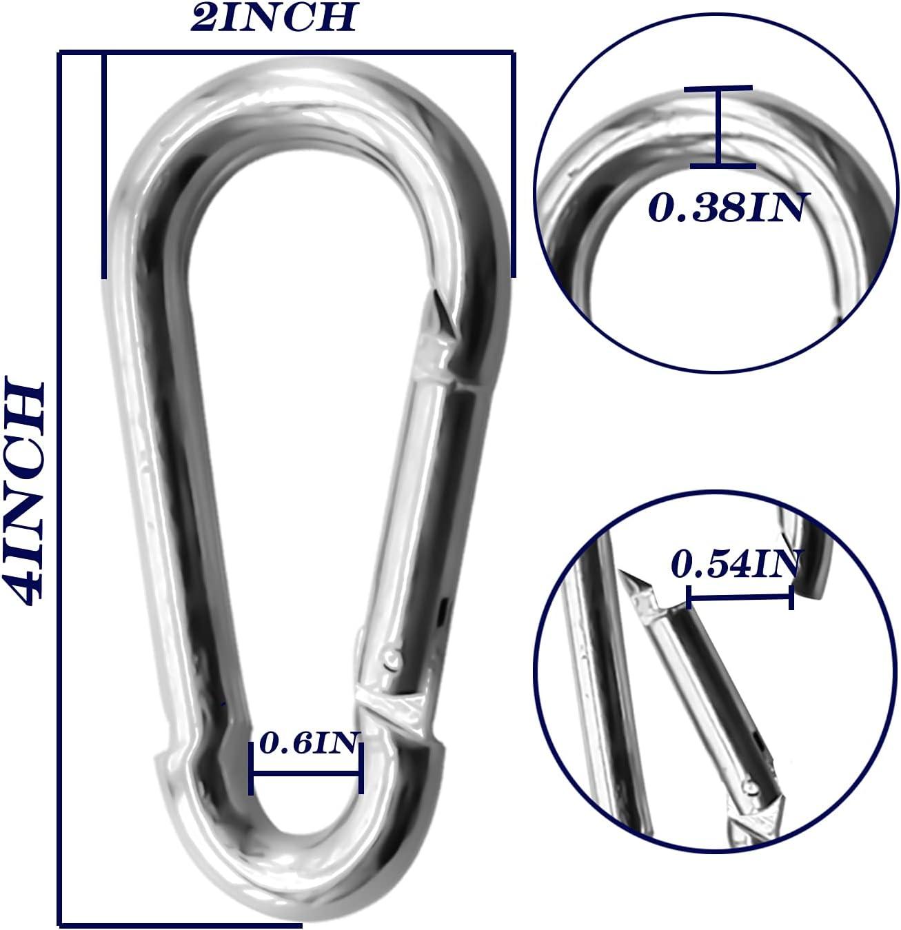  EPHECH 30PCS 3 Heavy Duty Spring Snap Hook, M8 5/16  Galvanized Steel Snap Hook Carabiner Quick Link Carabiner Clip, 500LBS  Holding Capacity Quick Link Keychain for Swing Hammock Gym Outdoor 