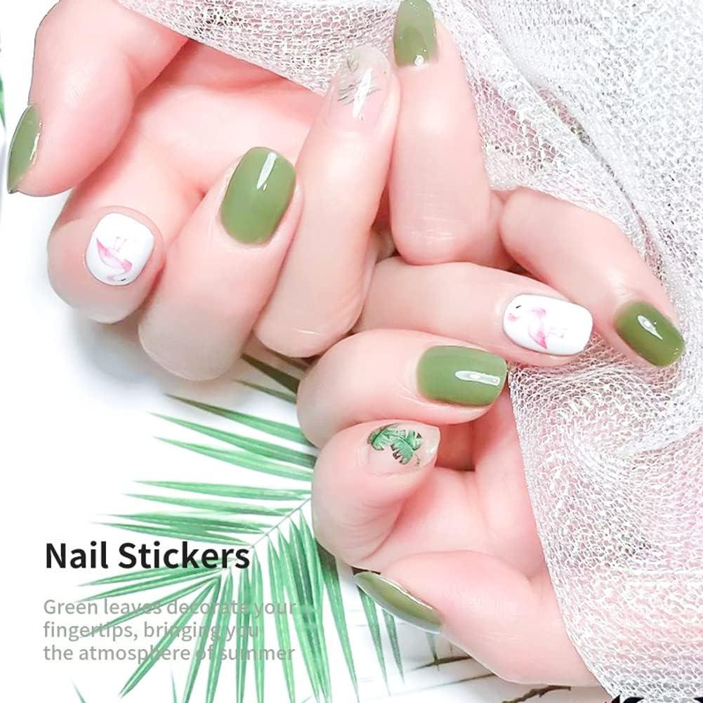 Green Leaf 3D Nail Stickers Flowers Summer Design UV Gel Nail Decoration