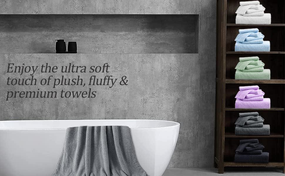 MAggEA Bath Towel Set Gray 4Pack-35x70 Towel,600GSM Ultra Soft Microfibers Bathroom  Towel Set Extra Large Plush Bath Sheet Towel,Highly