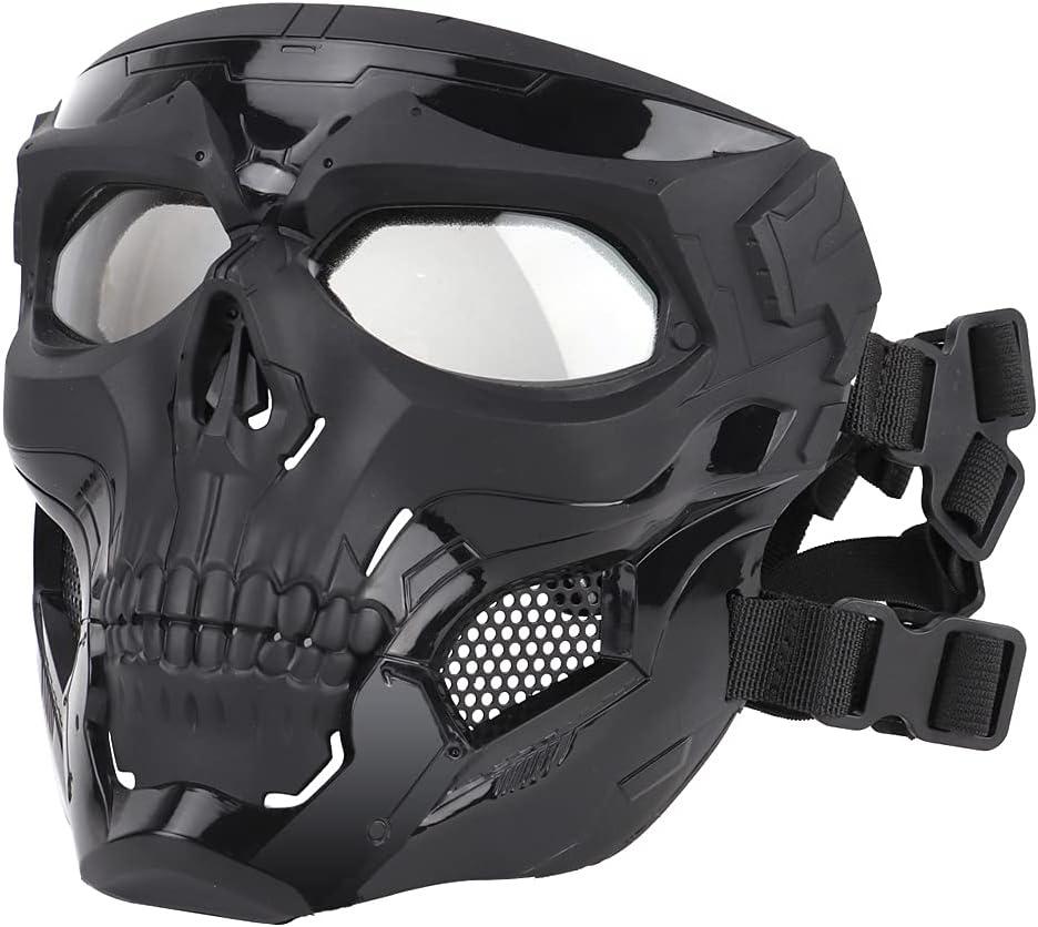 Halloween Props Outdoor for Movie Party full Adjustable Paintball Cosplay Airsoft Tactical Skeleton Protective Game Mask AOUTACC Paintball face Activities(Black) Mask Goggles Skull Mask with Mask