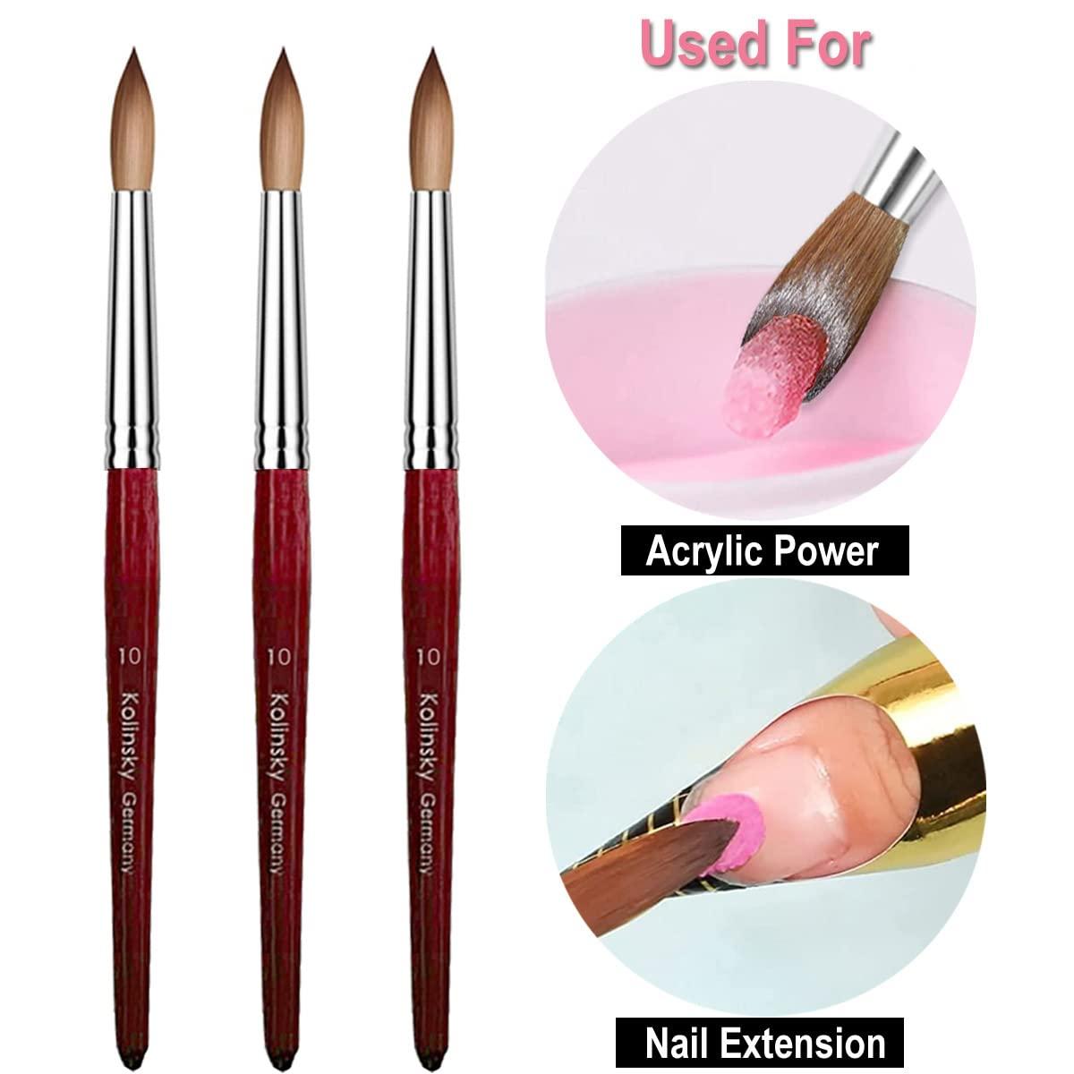100%Kolinsky Hair Red Wood Handle Nail Art Brush for Acrylic