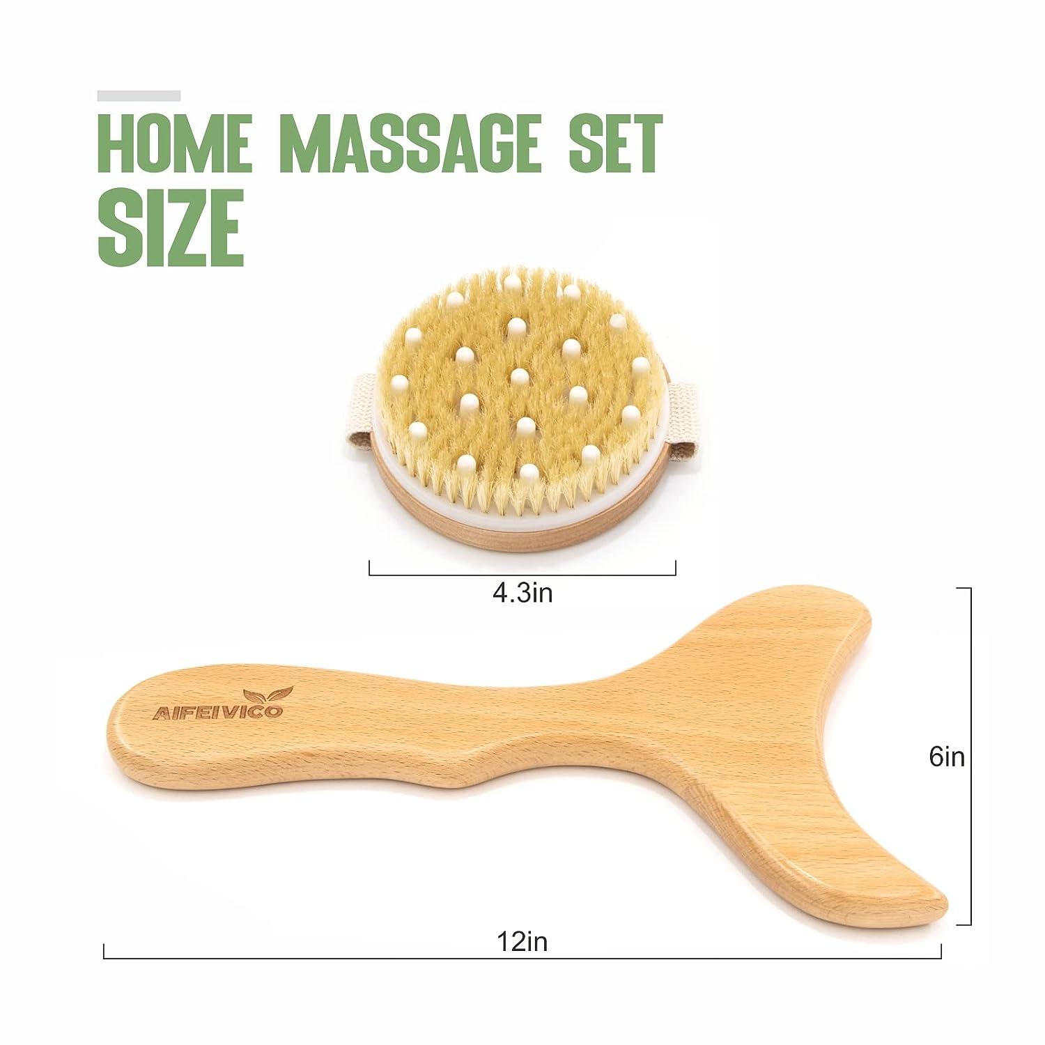 AIFEIVICO Dry Brushing Body Brush, Natural Boar Bristle Exfoliating Dry  Brush, Long Handle Back Scrubber Brush, Face Brush, Feet Brush, Massage