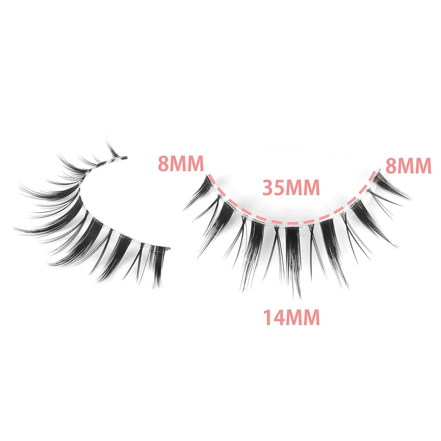 FANXITON Natural Lashes 14MM Manga Lashes with Clear Band 5 Pairs Japanese  Lashes Makeup Short 3D False Eyelashes with Applicator Clear Band(M1)-14MM