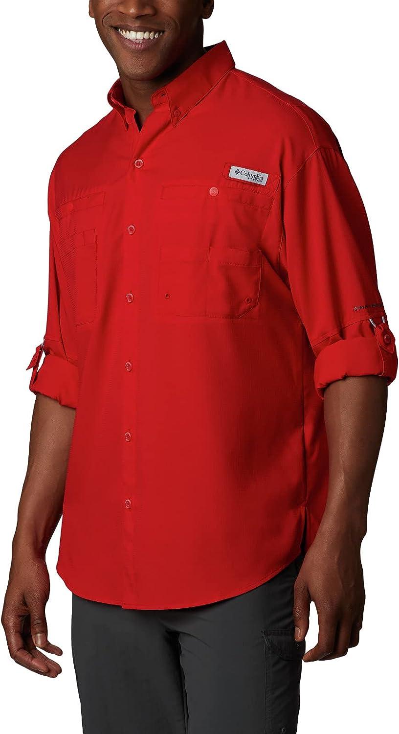 Texas Tech Columbia Tamiami Button Down Men's Fishing Shirt in Red, Size: S, Sold by Red Raider Outfitters