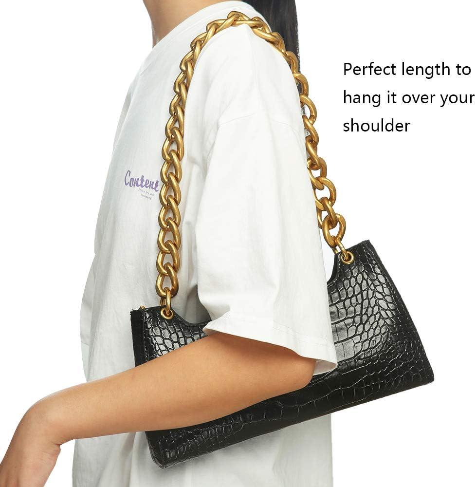 Xiazw 47'' Light Metal Crossbody Purse Chain Straps Replacement for Bag  Handbag (Black)